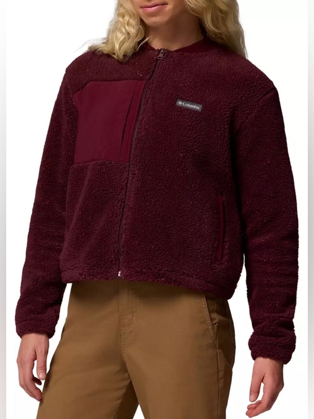 NWT Columbia Stellar Path Fleece Bomber Full Zip | Rich Wine | Size S